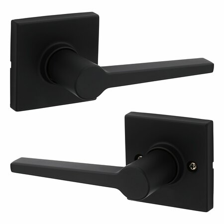 SAFELOCK Daylon Lever with Square Rose Passage Lock with RCAL Latch and RCS Strike Matte Black Finish SL1000DALSQT-514